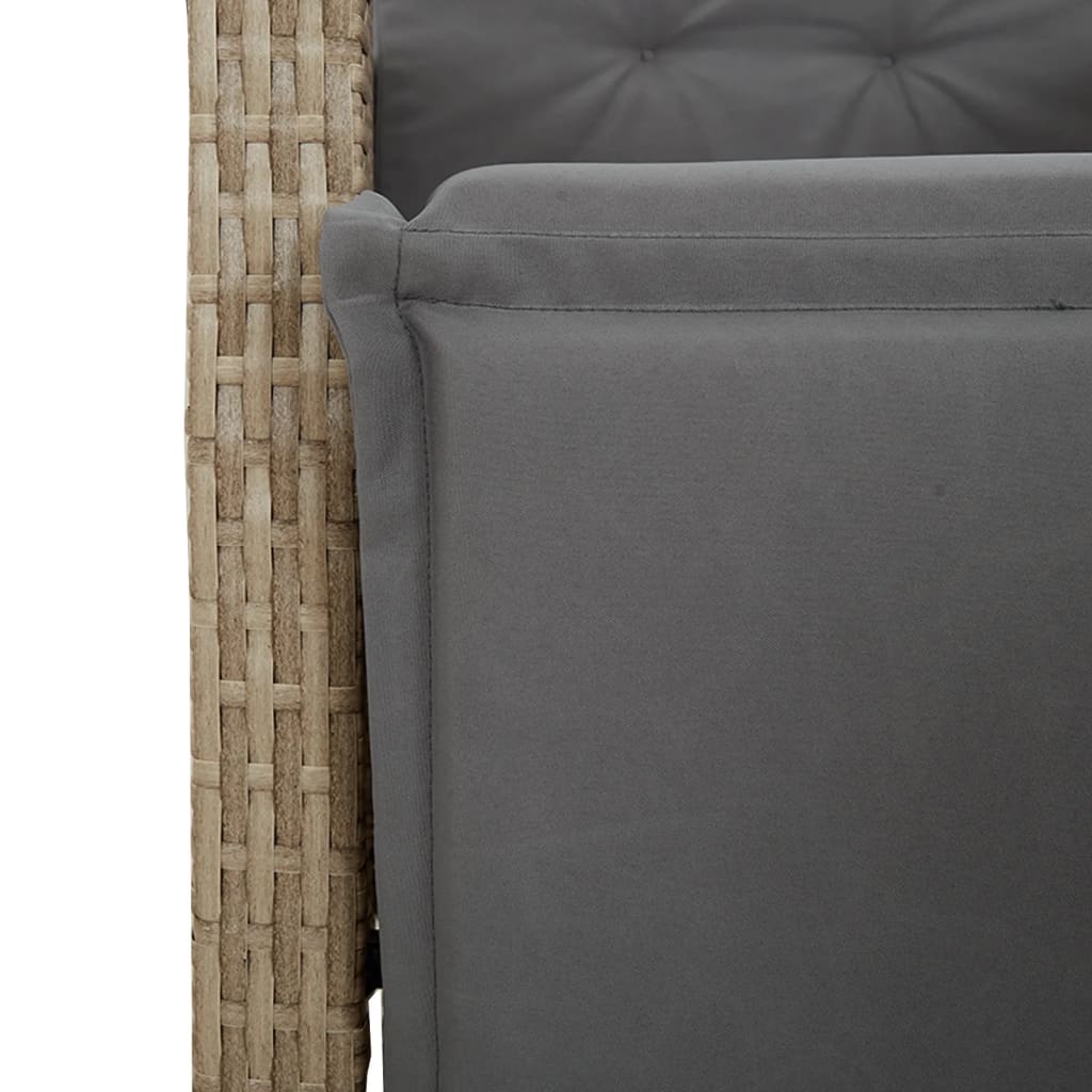 3-tlg. Bistro-Set mit Kissen Beige Poly Rattan