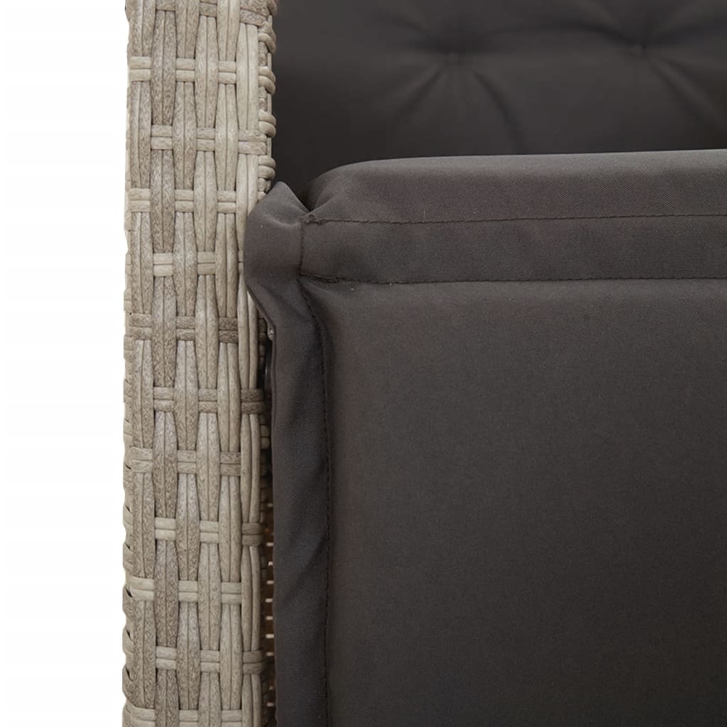 3-tlg. Bistro-Set mit Kissen Hellgrau Poly Rattan