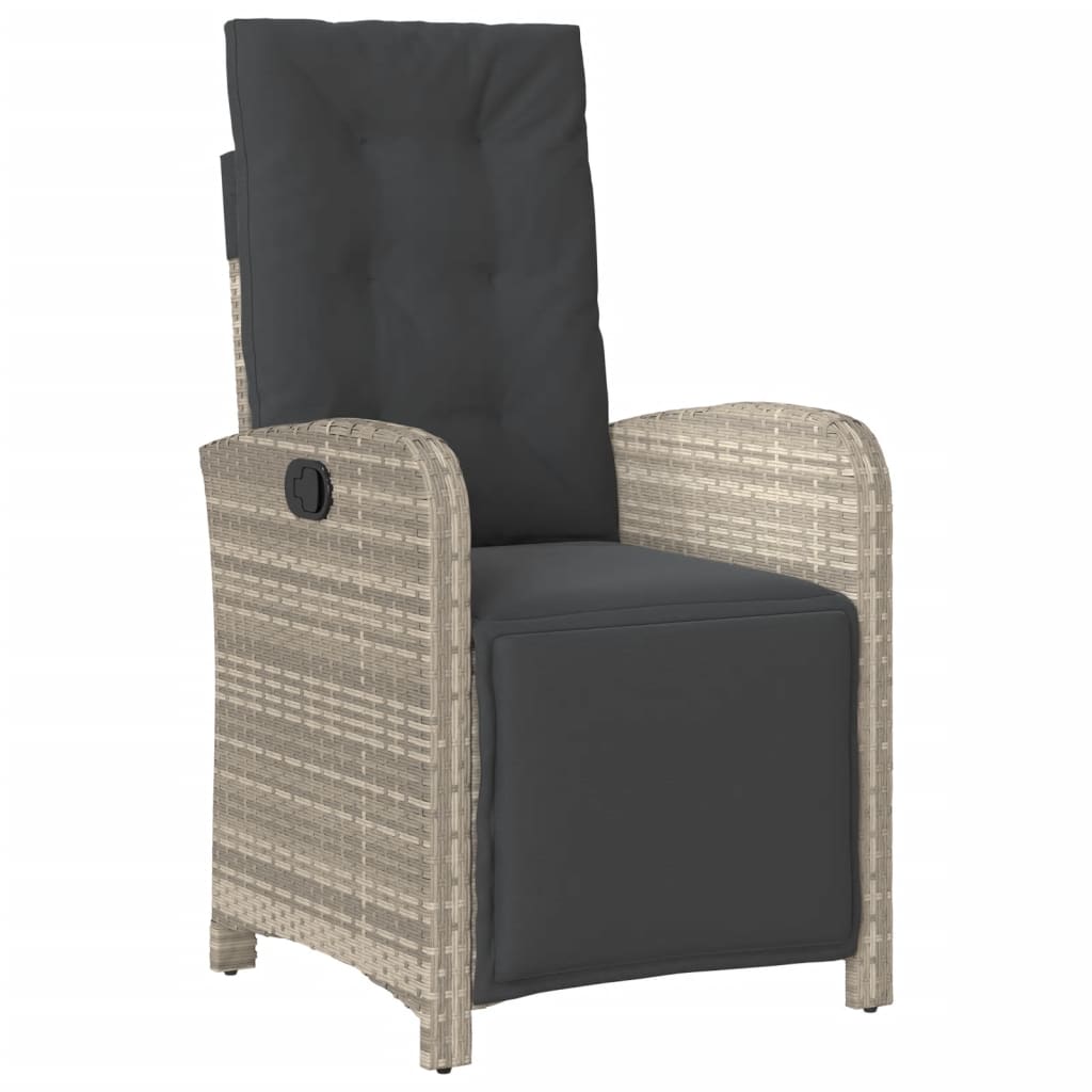 3-tlg. Bistro-Set mit Kissen Hellgrau Poly Rattan