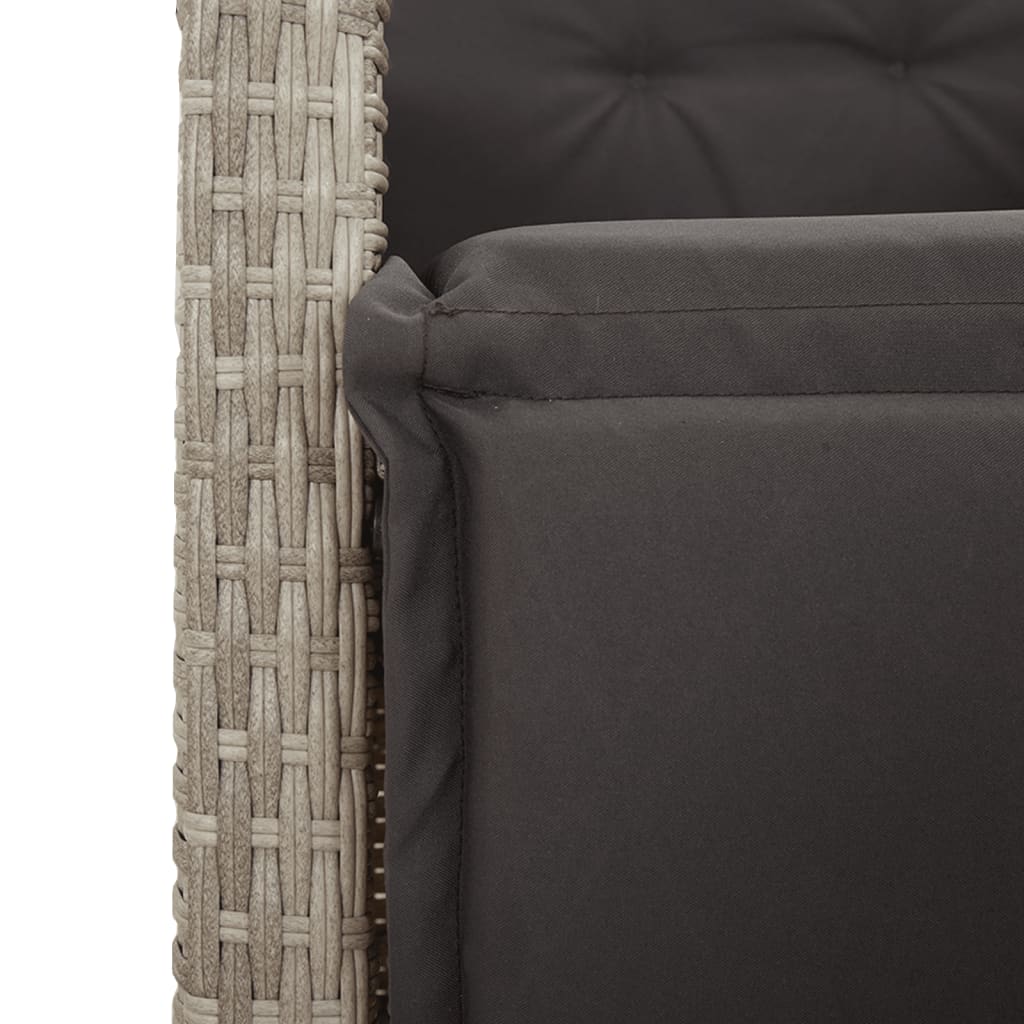 3-tlg. Bistro-Set mit Kissen Hellgrau Poly Rattan