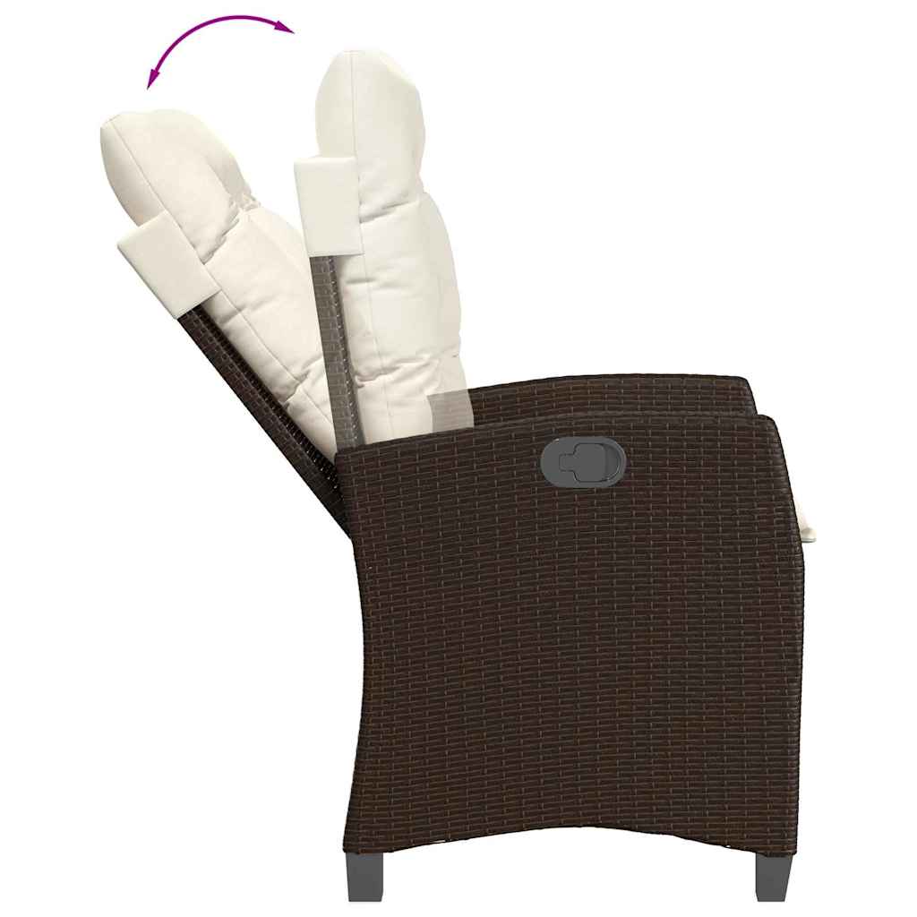 5-tlg. Garten-Essgruppe mit Kissen Braun Poly Rattan