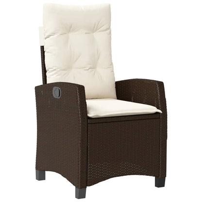 5-tlg. Garten-Essgruppe mit Kissen Braun Poly Rattan