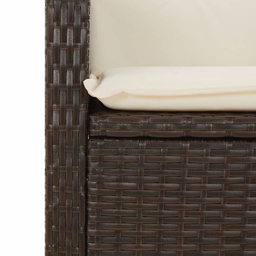 7-tlg. Garten-Essgruppe mit Kissen Braun Poly Rattan