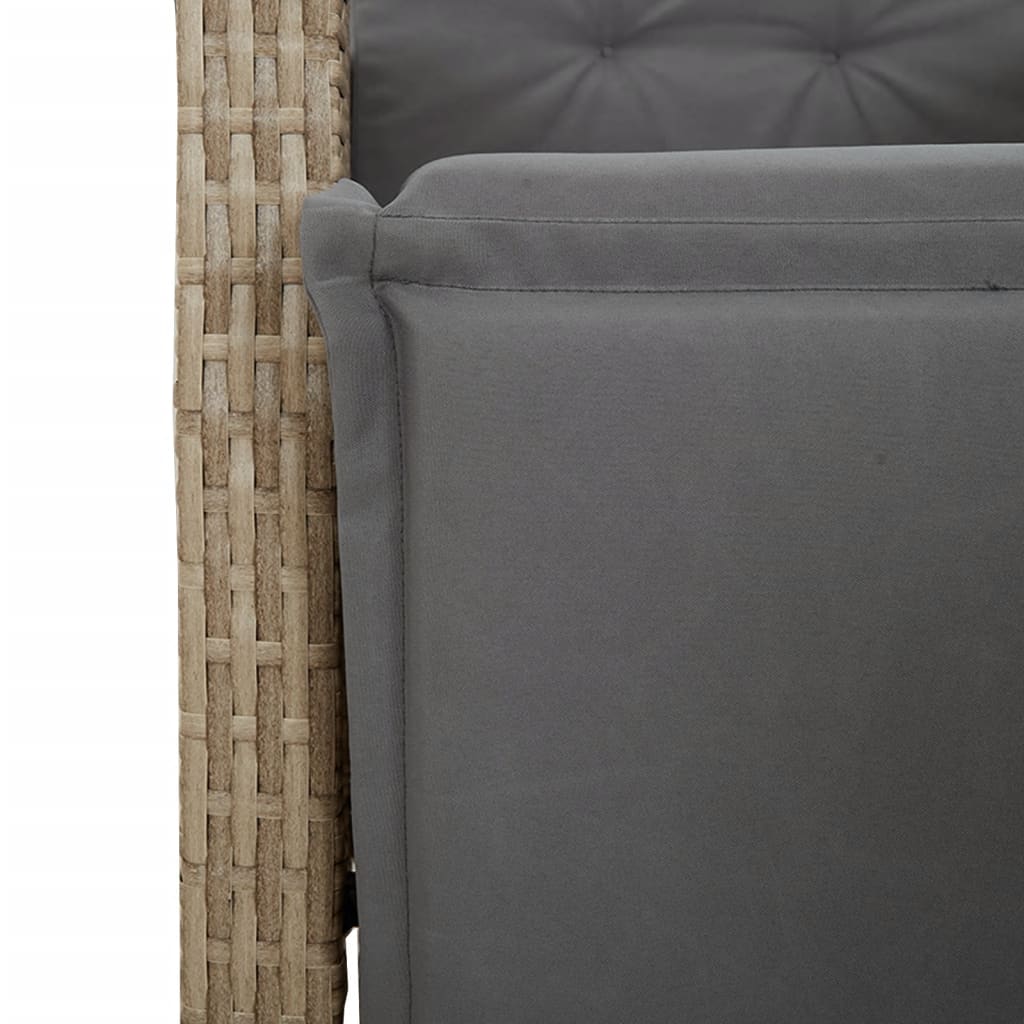 5-tlg. Garten-Essgruppe mit Kissen Beigemischung Poly Rattan