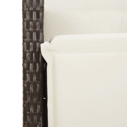 3-tlg. Garten-Essgruppe mit Kissen Braun Poly Rattan