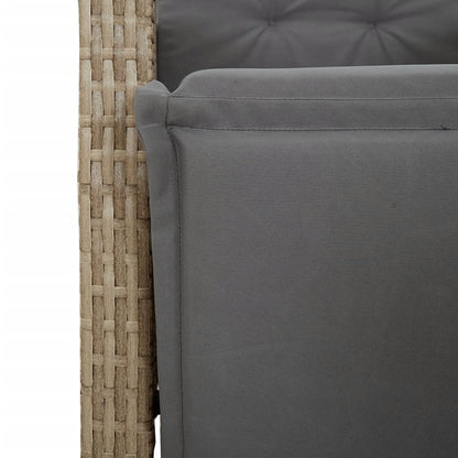3-tlg. Garten-Essgruppe mit Kissen Beigemischung Poly Rattan