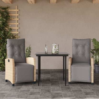 3-tlg. Garten-Essgruppe mit Kissen Beigemischung Poly Rattan