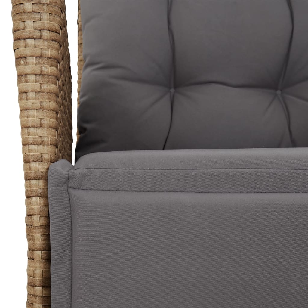 7-tlg. Garten-Essgruppe mit Kissen Beige Poly Rattan