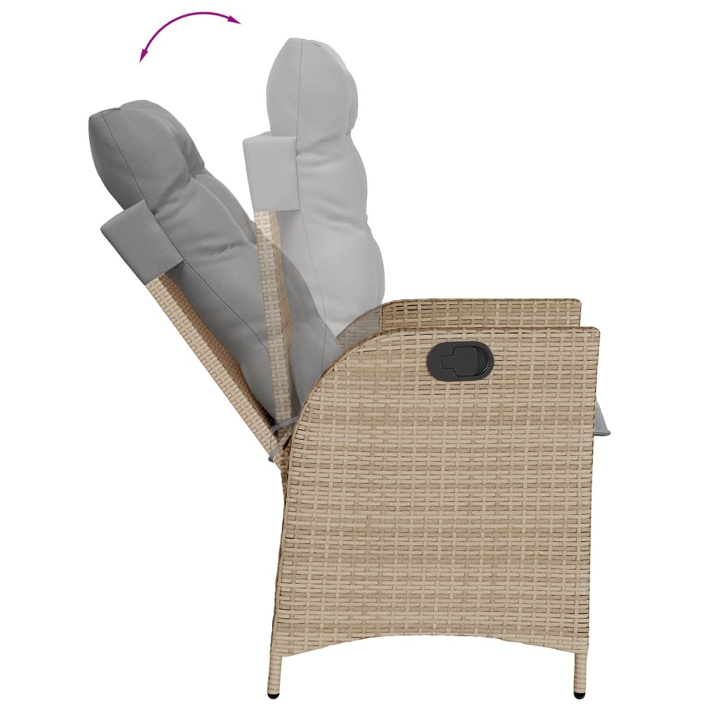 9-tlg. Garten-Essgruppe mit Kissen Beige Poly Rattan