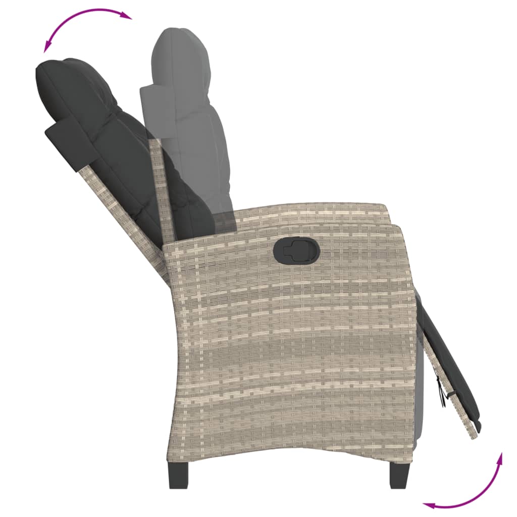 5-tlg. Garten-Essgruppe mit Kissen Hellgrau Poly Rattan