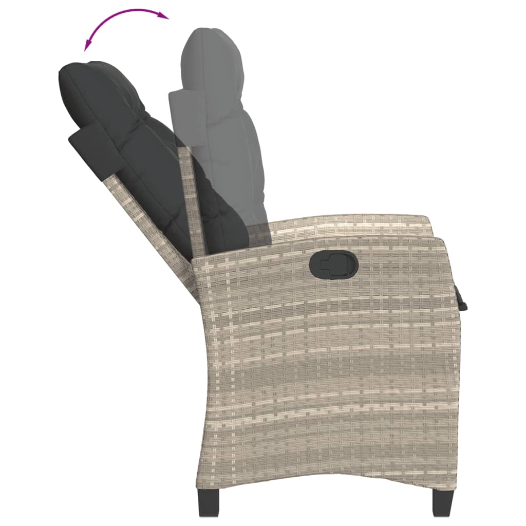 5-tlg. Garten-Essgruppe mit Kissen Hellgrau Poly Rattan