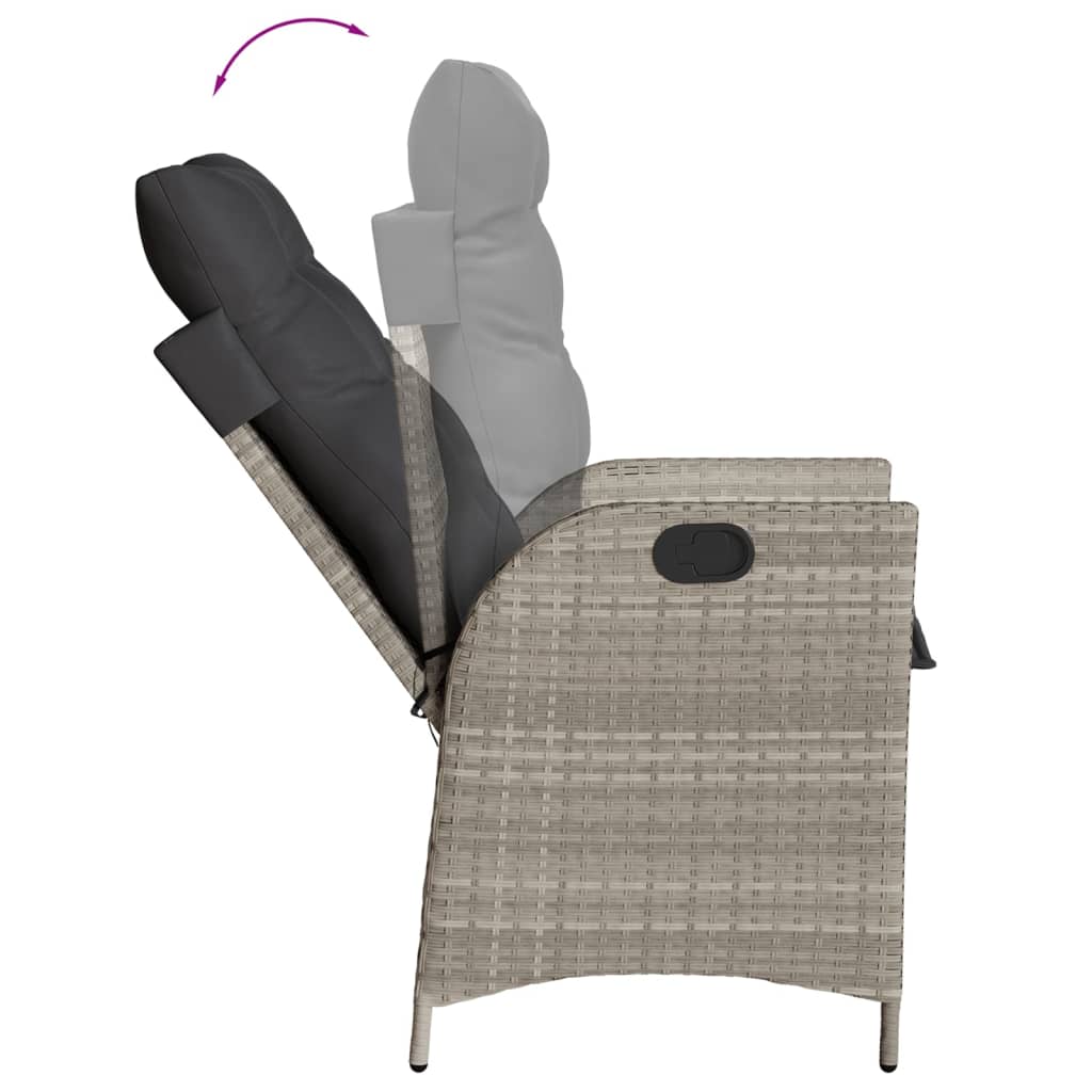 5-tlg. Garten-Essgruppe mit Kissen Hellgrau Poly Rattan