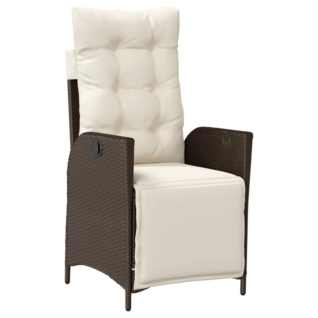 3-tlg. Garten-Essgruppe mit Kissen Braun Poly Rattan