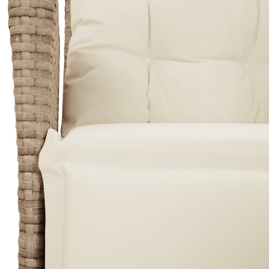5-tlg. Garten-Essgruppe mit Kissen Beige Poly Rattan