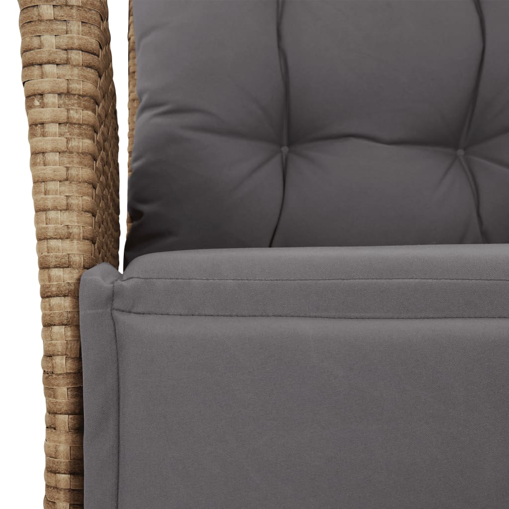 3-tlg. Garten-Essgruppe mit Kissen Beigemischung Poly Rattan