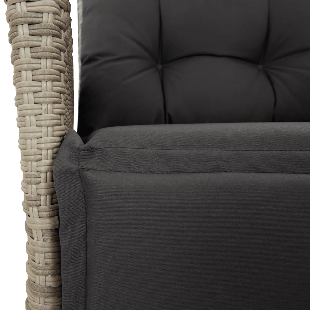 3-tlg. Garten-Essgruppe mit Kissen Hellgrau Poly Rattan