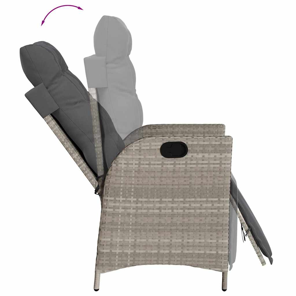 5-tlg. Garten-Essgruppe mit Kissen Hellgrau Poly Rattan