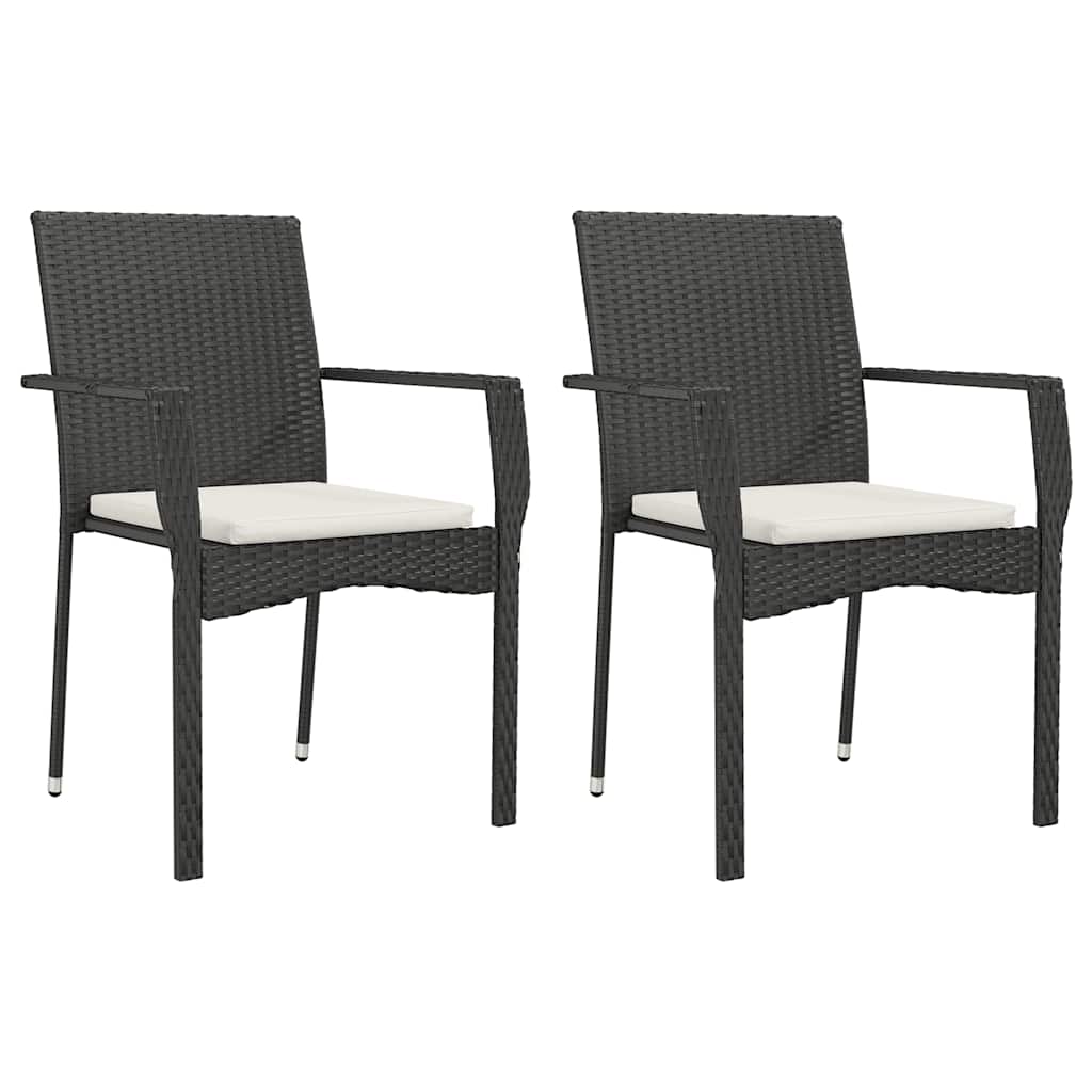 9-tlg. Garten-Essgruppe mit Kissen Schwarz Poly Rattan