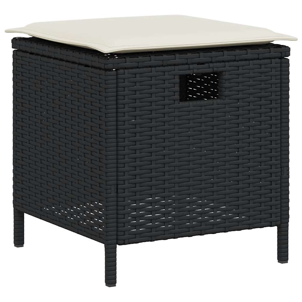 6tlg. Garten-Sofagarnitur mit Kissen L-Form Schwarz Poly Rattan