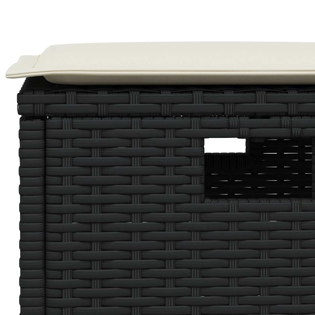 6tlg. Garten-Sofagarnitur mit Kissen L-Form Schwarz Poly Rattan