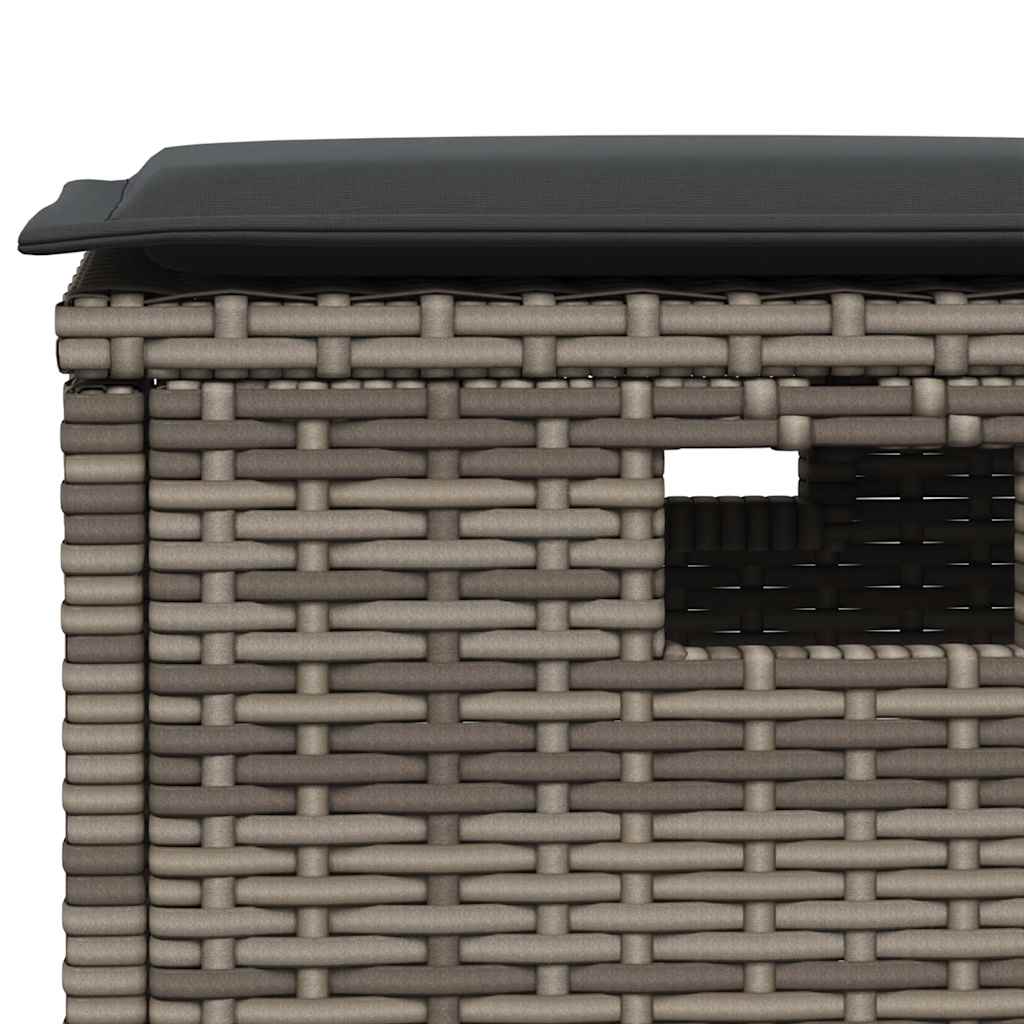 6-tlg. Garten-Sofagarnitur mit Kissen L-Form Grau Poly Rattan