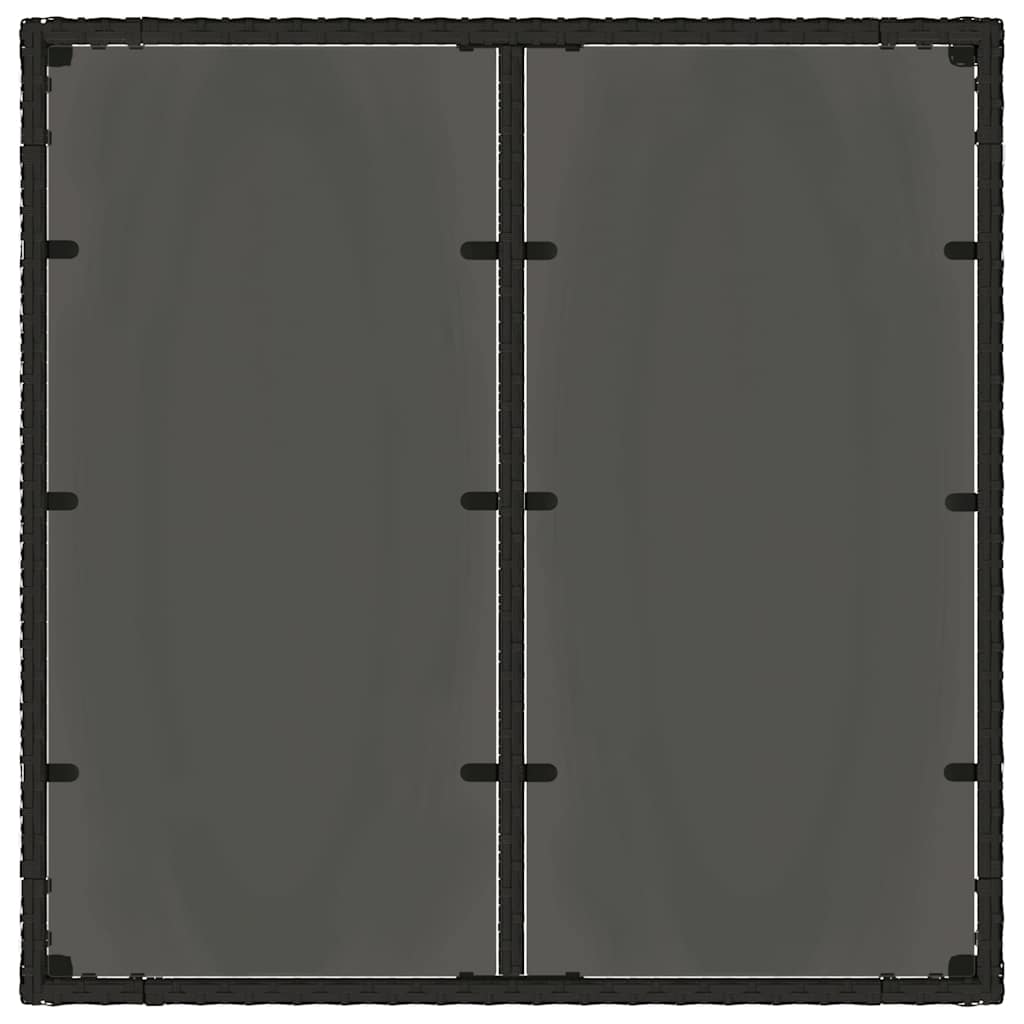 Gartentisch mit Glasplatte Schwarz 90x90x75 cm Poly Rattan