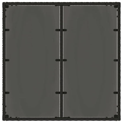 Gartentisch mit Glasplatte Schwarz 90x90x75 cm Poly Rattan