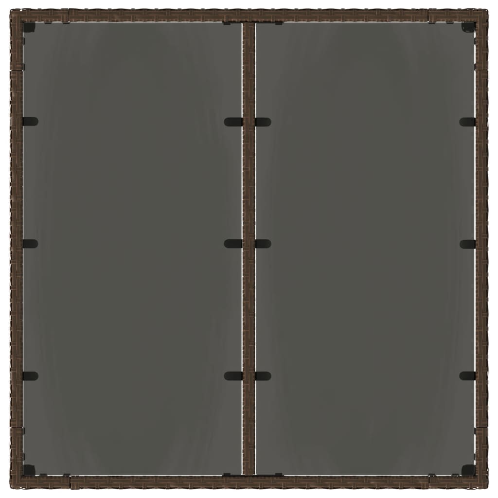 Gartentisch mit Glasplatte Braun 90x90x75 cm Poly Rattan