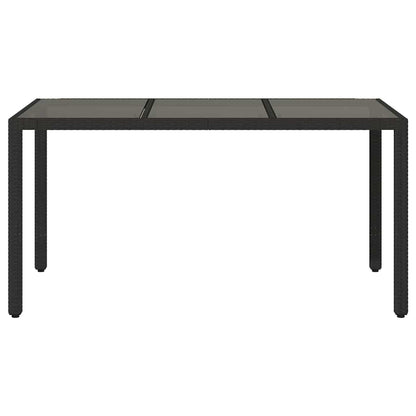 Gartentisch mit Glasplatte Schwarz 150x90x75 cm Poly Rattan