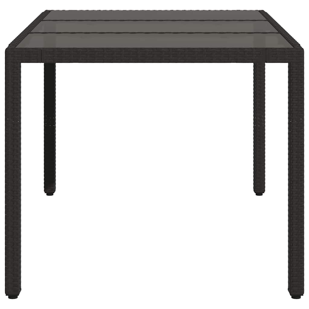 Gartentisch mit Glasplatte Schwarz 150x90x75 cm Poly Rattan