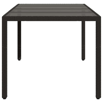 Gartentisch mit Glasplatte Schwarz 190x90x75 cm Poly Rattan