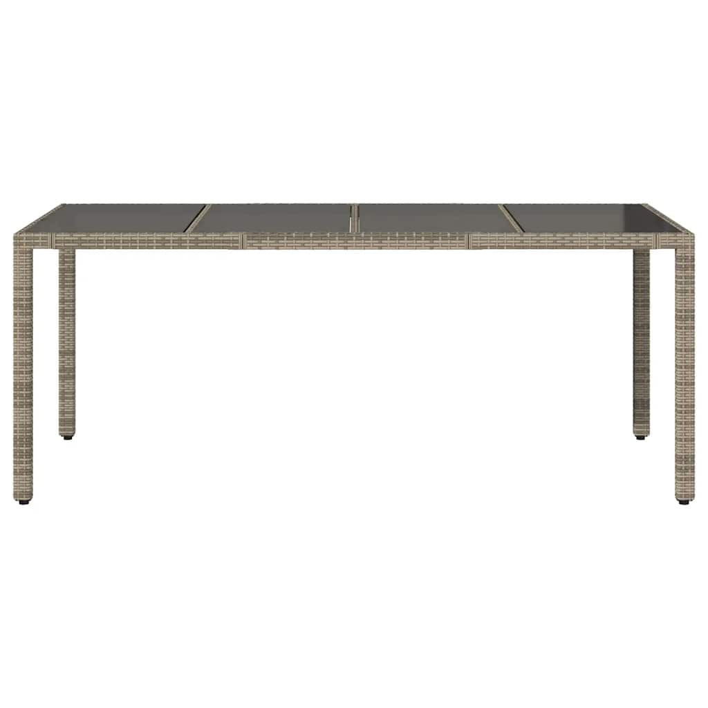 Gartentisch mit Glasplatte Grau 190x90x75 cm Poly Rattan