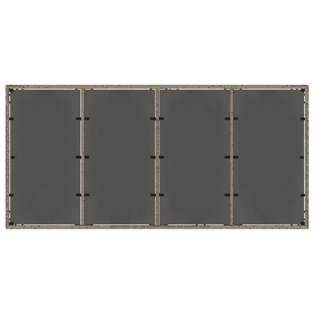 Gartentisch mit Glasplatte Grau 190x90x75 cm Poly Rattan
