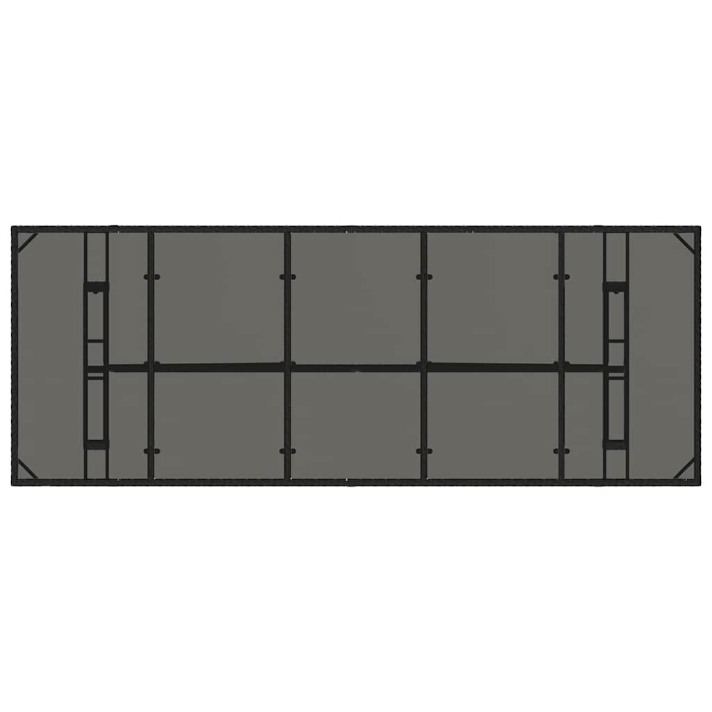 Gartentisch mit Glasplatte Schwarz 240x90x75 cm Poly Rattan