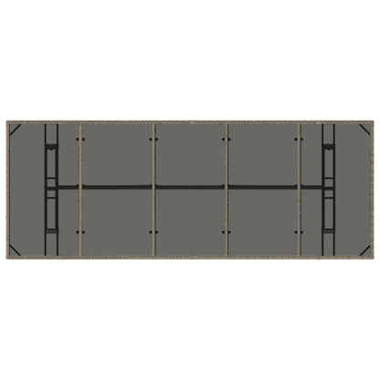 Gartentisch mit Glasplatte Grau 240x90x75 cm Poly Rattan