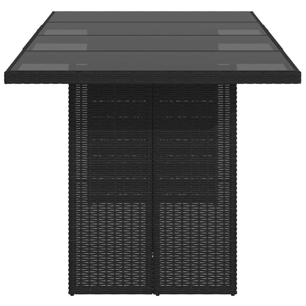 Gartentisch mit Glasplatte Schwarz 190x80x75 cm Poly Rattan