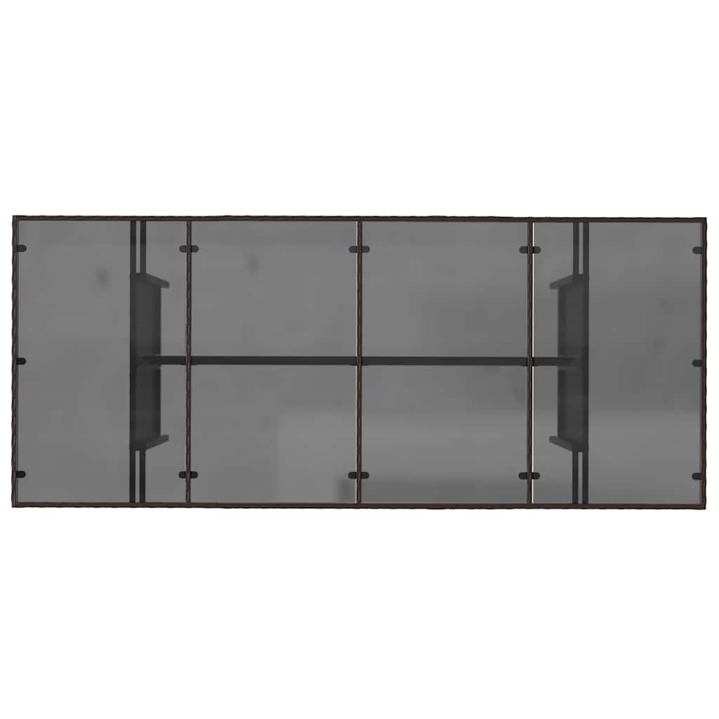 Gartentisch mit Glasplatte Braun 190x80x75 cm Poly Rattan