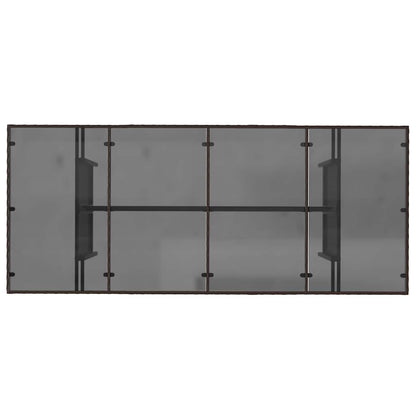 Gartentisch mit Glasplatte Braun 190x80x75 cm Poly Rattan