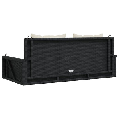 Schaukelbank mit Kissen Schwarz 119 x 56 x 48 cm Poly Rattan