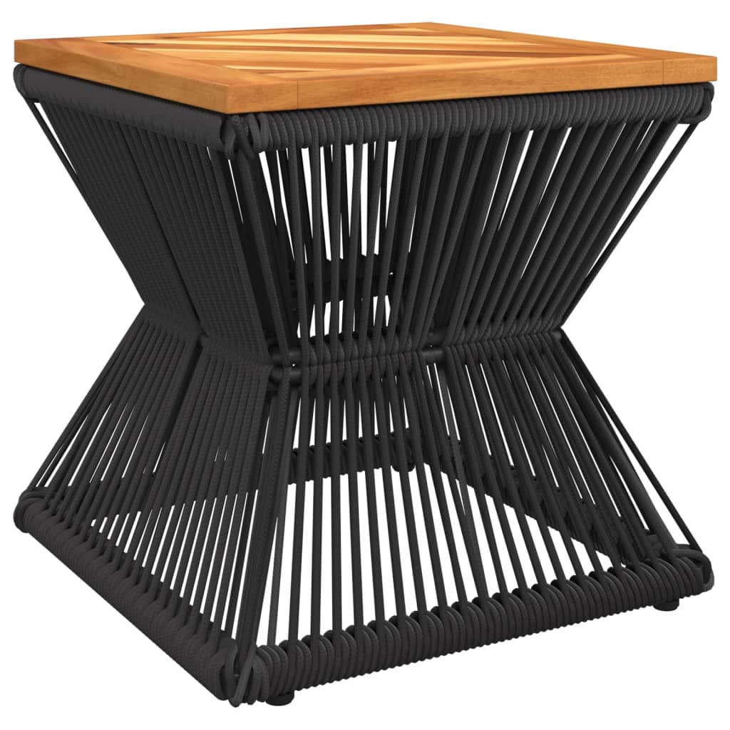 Table basse avec structure en fil de fer noir 38x38x38 cm bois d'acacia
