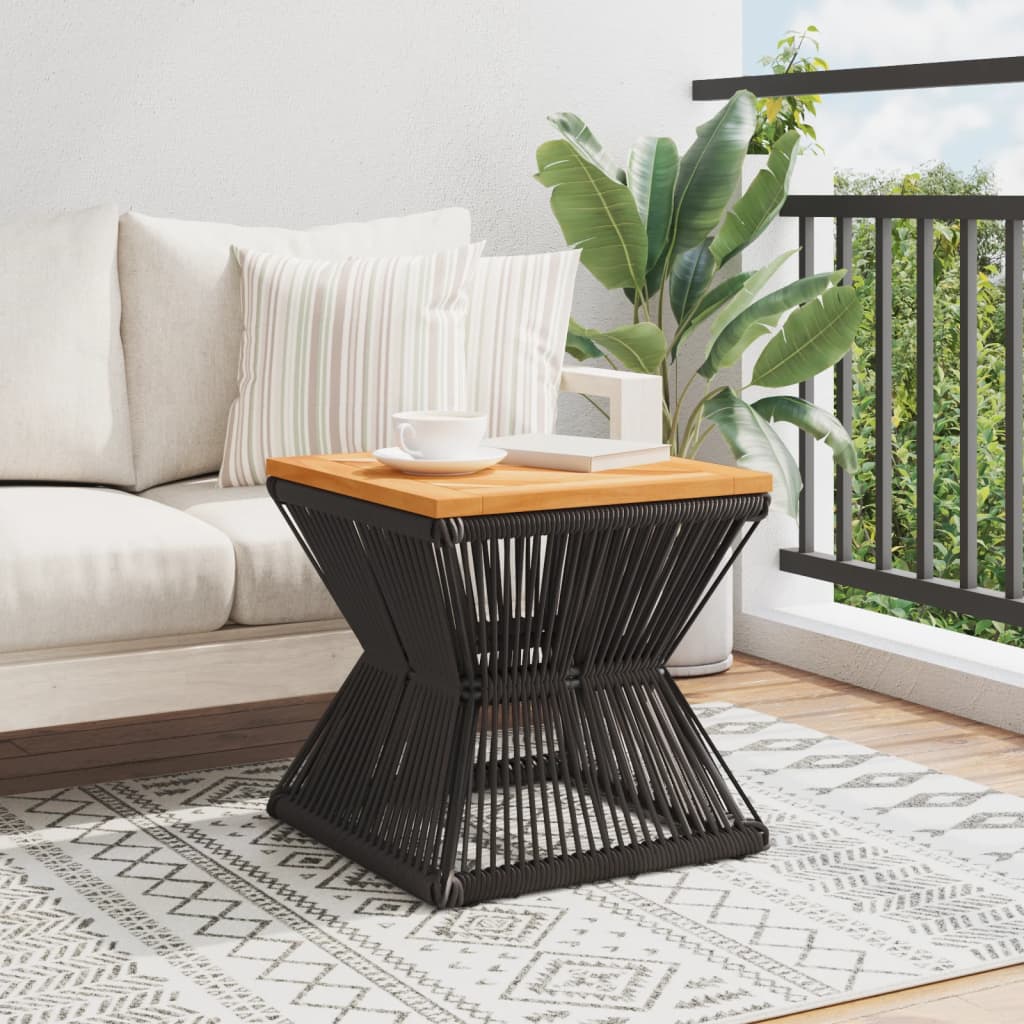 Table basse avec structure en fil de fer noir 38x38x38 cm bois d'acacia