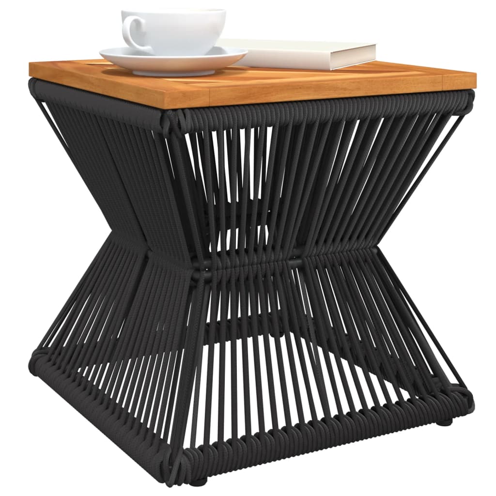 Table basse avec structure en fil de fer noir 38x38x38 cm bois d'acacia