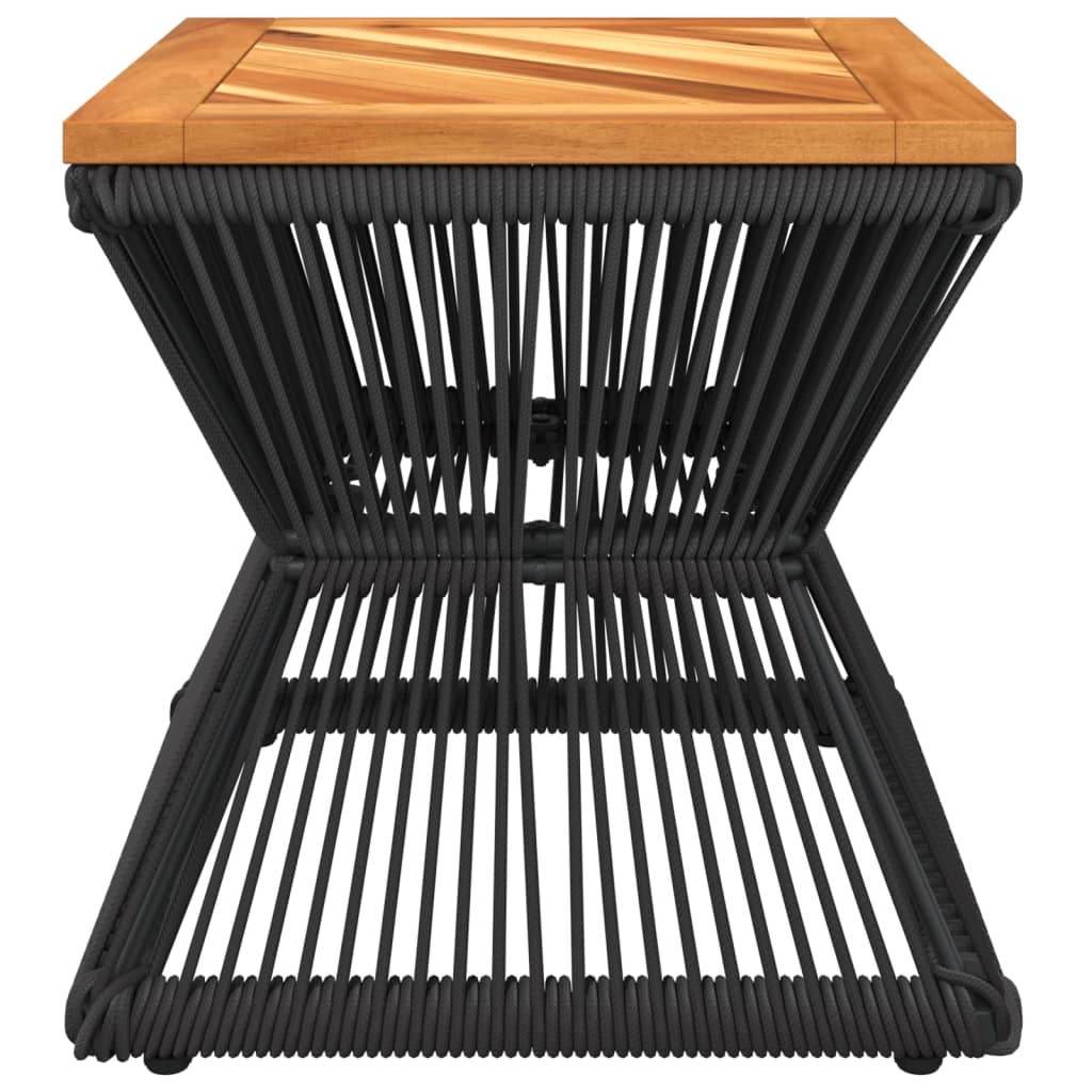 Table basse avec structure en fil de fer noir 38x38x38 cm bois d'acacia
