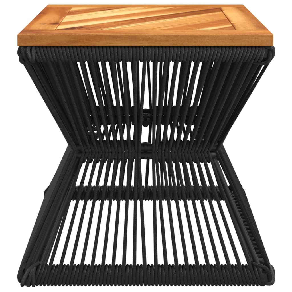 Table basse avec structure en fil de fer noir 38x38x38 cm bois d'acacia