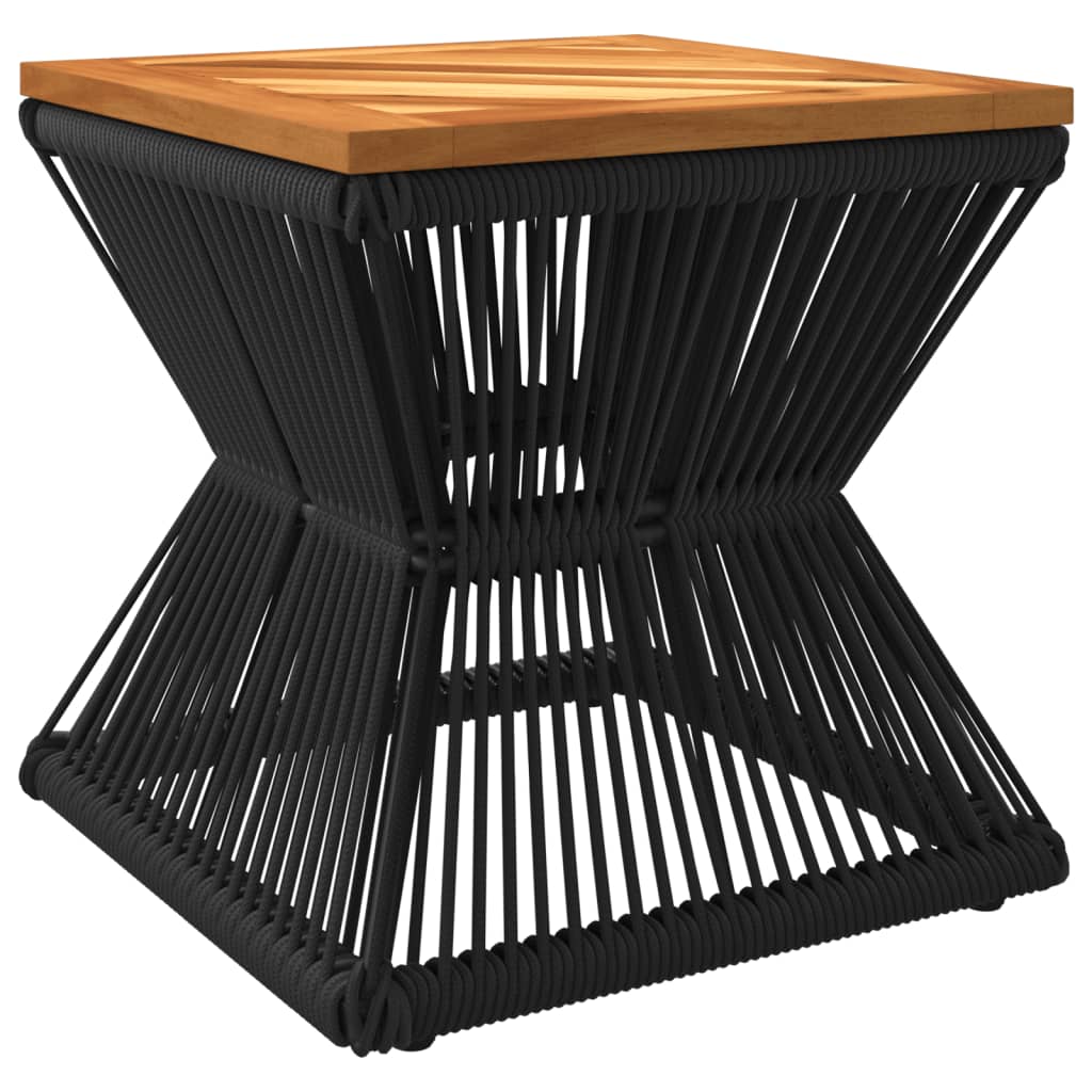 Table basse avec structure en fil de fer noir 38x38x38 cm bois d'acacia