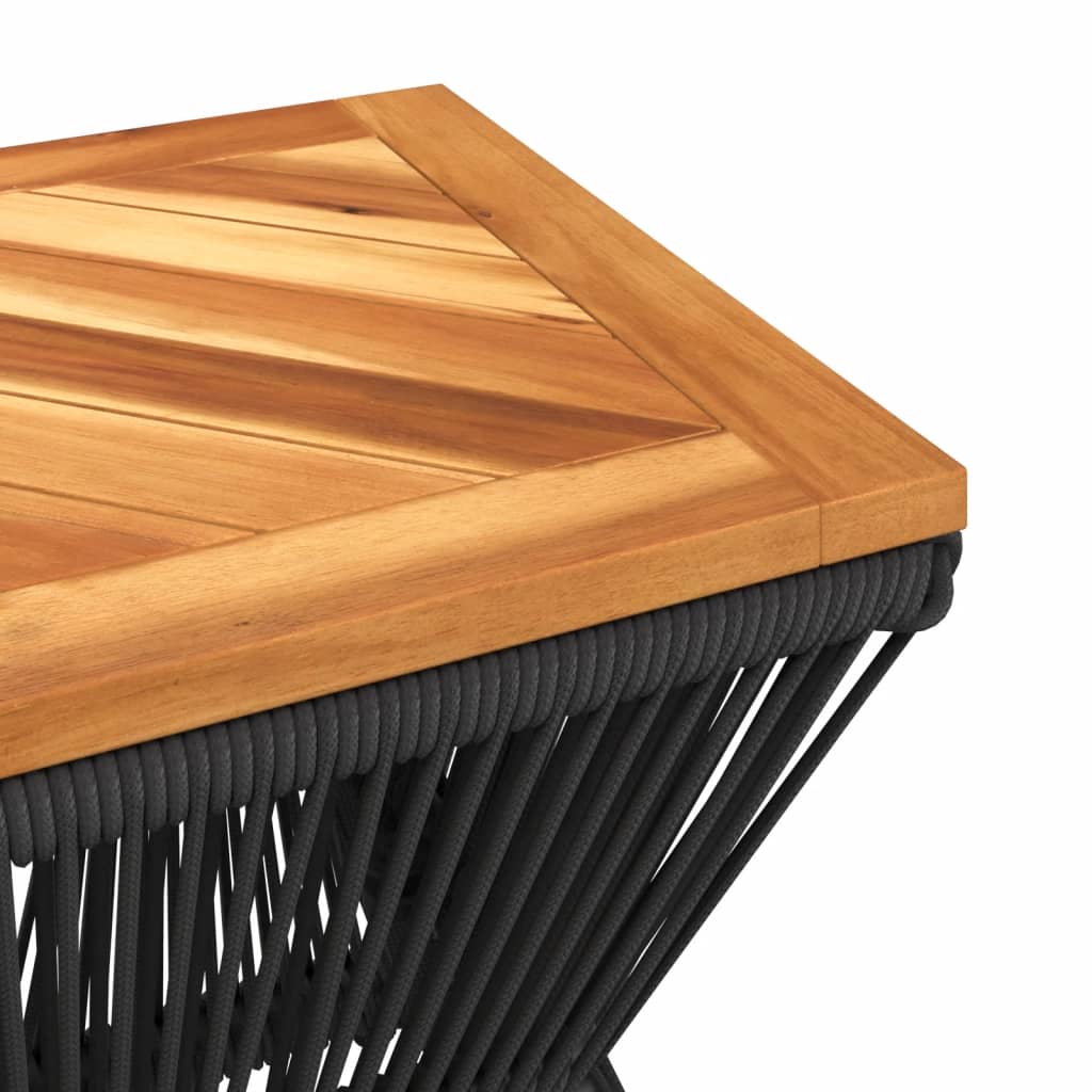 Table basse avec structure en fil de fer noir 38x38x38 cm bois d'acacia