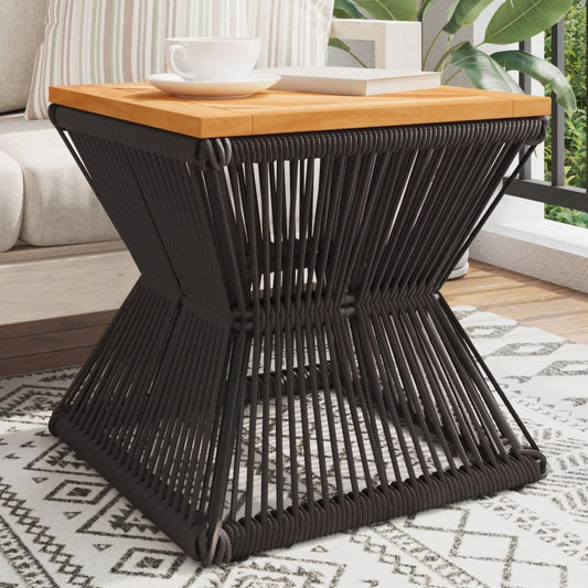 Table basse avec structure en fil de fer noir 38x38x38 cm bois d'acacia