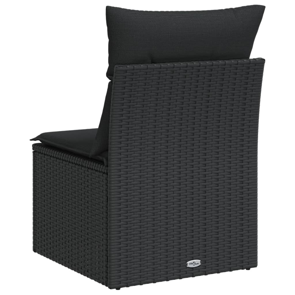 Gartensofa ohne Armlehnen mit Kissen Schwarz Poly Rattan