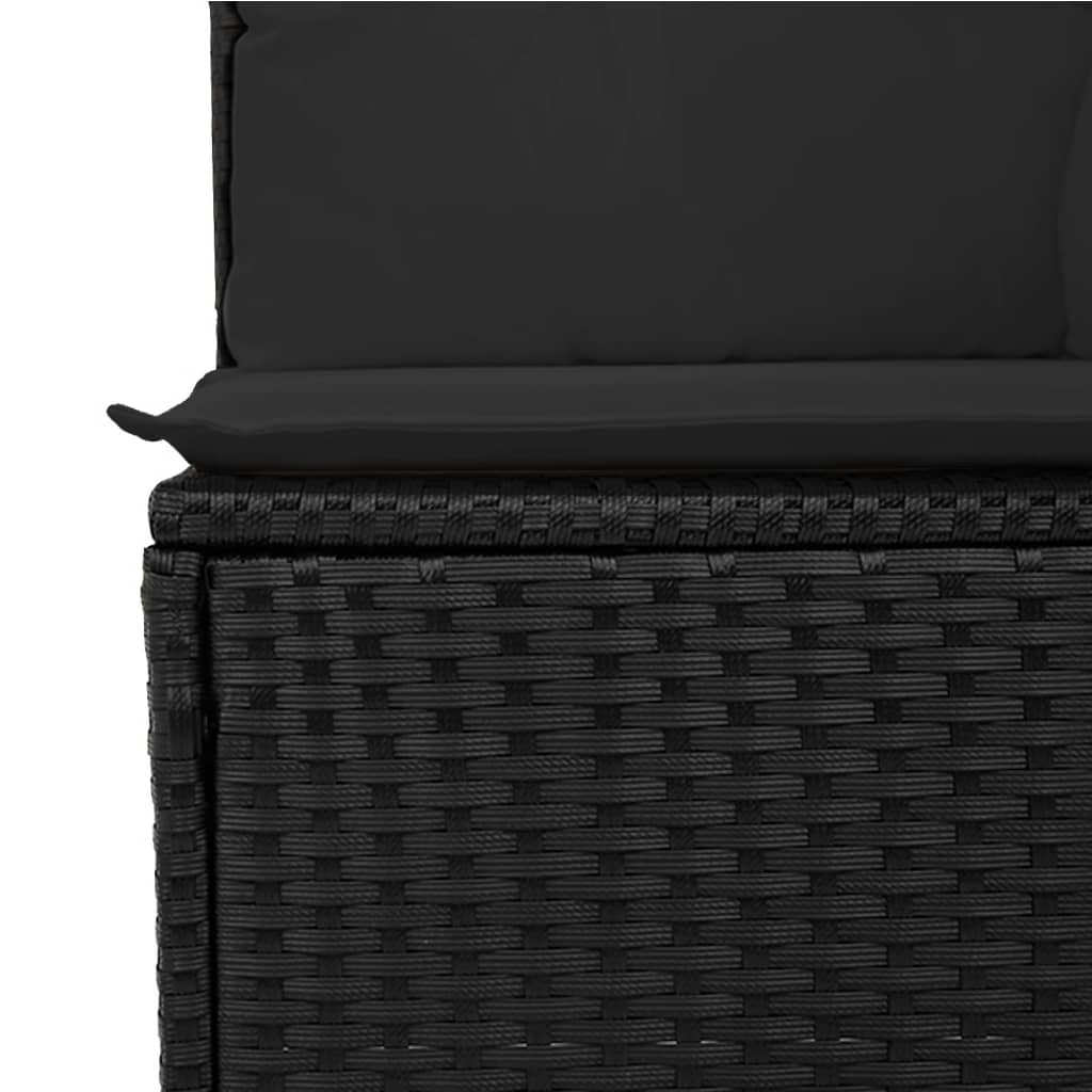 Gartensofa ohne Armlehnen mit Kissen Schwarz Poly Rattan