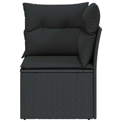Gartensofa-Ecke mit Kissen Schwarz Poly Rattan